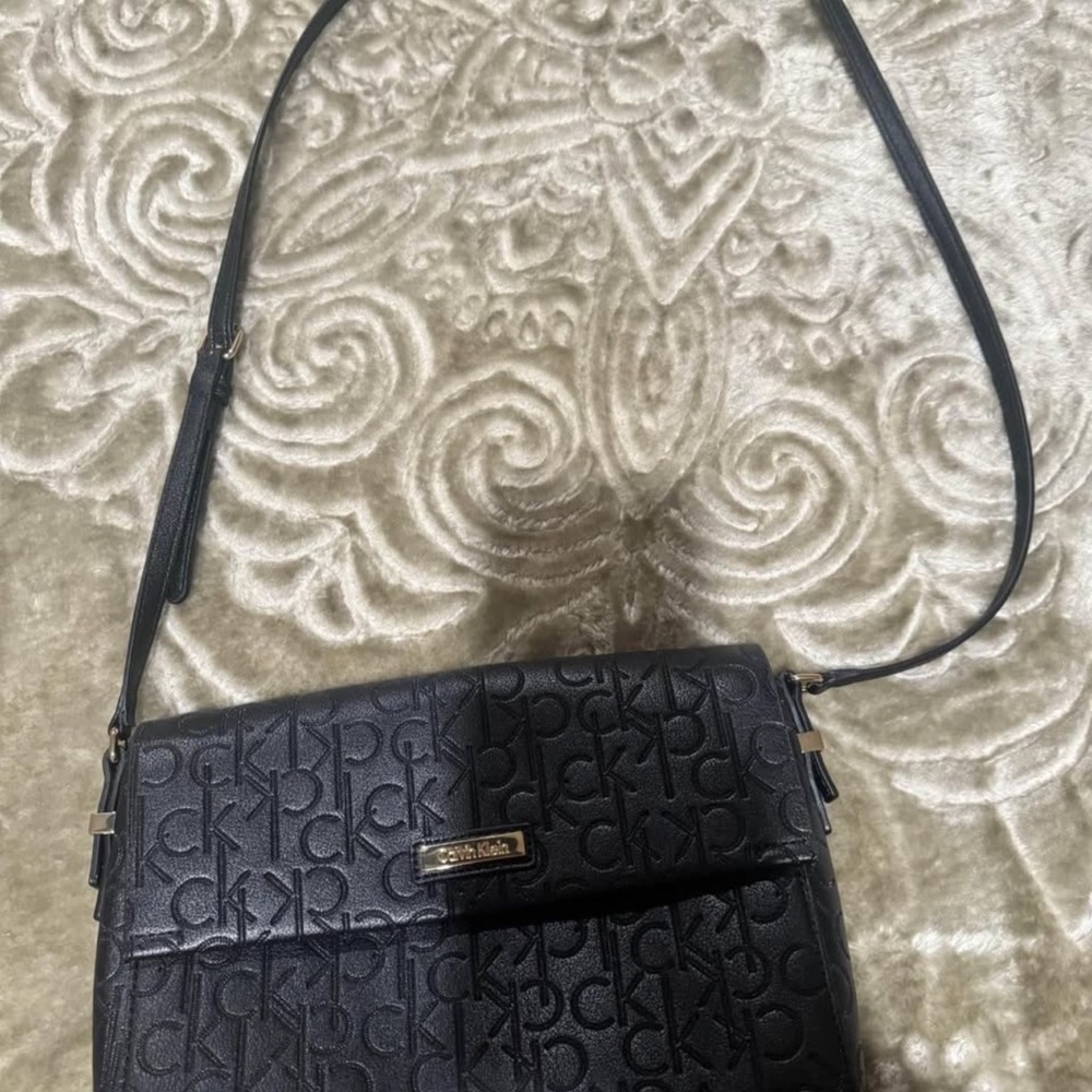 Calvin Klein Embossed Black Crossbody Bag